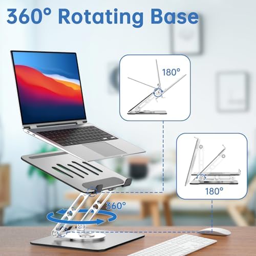 Laptop Stand for Desk Adjustable Computer Stand with 360 Rotating Base Ergonomic Laptop Riser Mount for Desk Foldable Pr