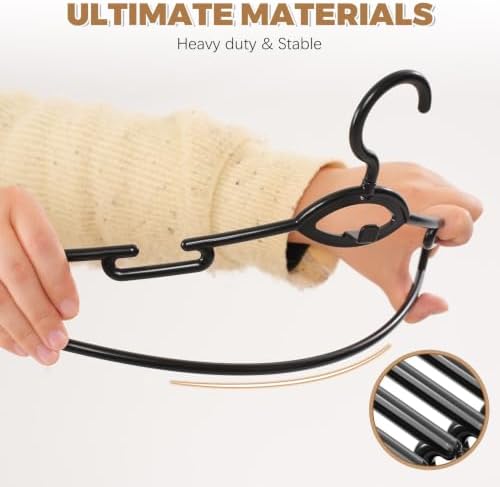 Heavy Duty Plastic Hangers 50 Pack, Stackable Space Saving, Black