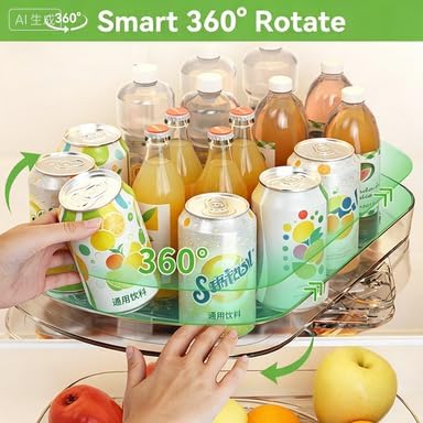 Voova 360 Degree Refrigerator Lazy Susan Turntable, 2 Pack