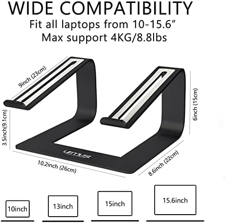 Urmust Laptop Stand for Desk, Black, Up to 15.6" Laptop