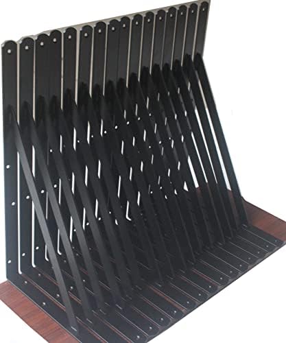 32 Pack L16 x H 10" Black Heavy Duty Shelf Brackets with Screws Metal Shelf Brackets Shelf Support Angle Brackets for Sh