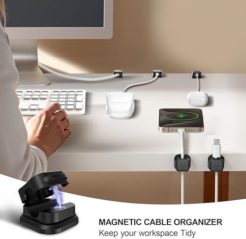 24 Pack Magnetic Cable Clip Organizer Cord Holder, Picozon Adhesive Cable Management, Wire Phone USB Charger Cable Holde
