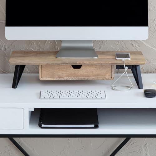 Anji Mountain Monitor Stand for Desk - Desktop Organizer & Laptop Riser, Ergonomic Monitor Riser, Space-Saving, Durable,