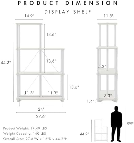 Homes: Inside + Out Apexa Modern 5-Cube Ladder Shelving Units, Collectibles Display Shelves, Easy Assembly Standing Shel