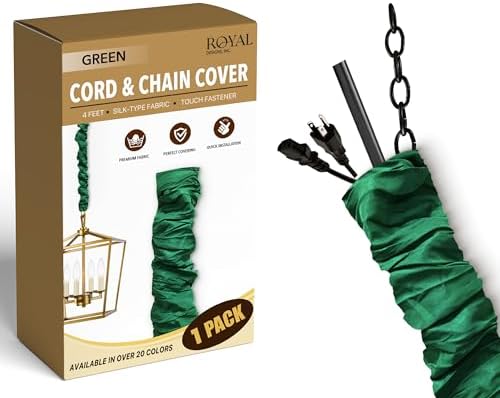 RDI Cord & Chain Cover 4 feet Silk Type Fabric, Chandelier Pendant Lighting Chain & Cable Management, Touch Fastener, Gr