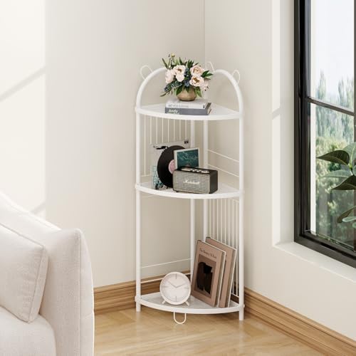 CICUFY Small Corner Shelf Metal Bathroom Corner Shelf 3 Tier Bathroom Stand Toilet Paper Storage Standing Shower Caddy O