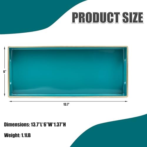Green Bathroom Vanity Tray for Countertop, Small Plastic Toilet Tank Versatile Storage & Organization Tray for Makeup, P