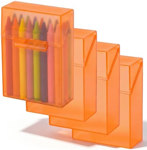 Clabby 4 Pcs Clear Plastic Crayon Boxes Hold 24 Count, Orange