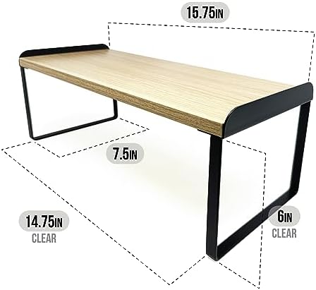 Mitus Stacking Wood Shelf Organizer, Counter Cabinet Storage Rack, 16 inch