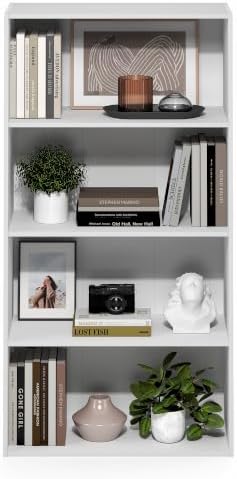 Furinno PASIR 4-Tier Book Shelf, Open Shelves Bookshelf, White