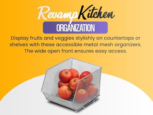 YBM HOME Kitchen Pantry Organizer Wire Basket for Shelves, Cabinets, Pantry, Countertop, Mesh Open Storage Bin Metal Bas
