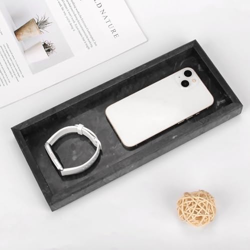 Marble Bathroom Vanity Tray, Black, 12"x 5" x1.2"