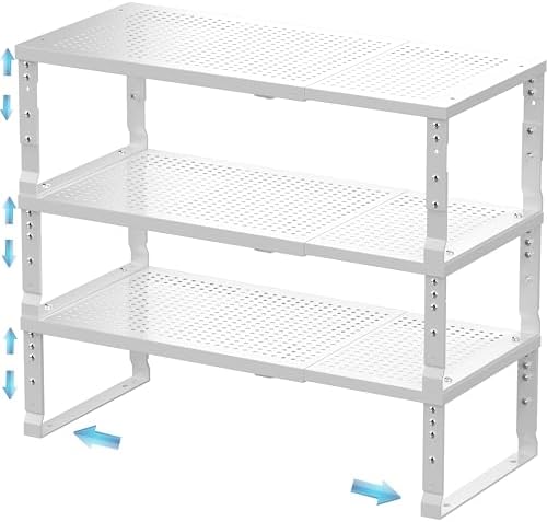 Expandable Spice Rack & Kitchen Cabinet Organizer - Stackable, Adjustable Shelves for Cabinets, Countertops, Cupboards &
