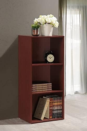 Hodedah 3-Shelf Bookcase in Mahogany
