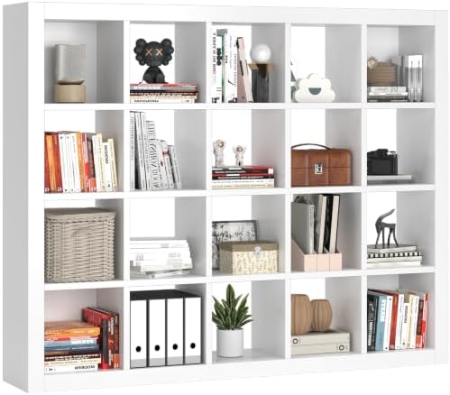furtble Sturdy Wooden Bookshelf - 20-Cube Organizer, Multifunctional Cubicle Rack for Display & Storage, Living Room, Be