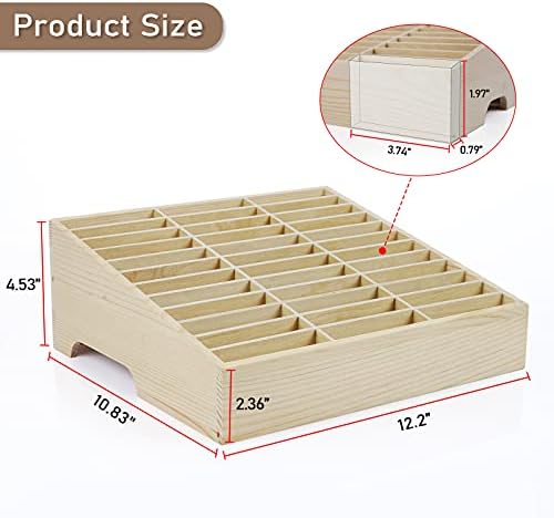 36-Grid Wooden Cell Phone Holder Desktop Organizer