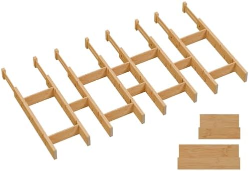 Bamboo Drawer Dividers, Expandable Kitchen Drawer Organizer