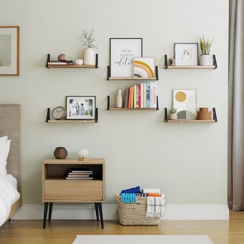 Wallniture Ponza 17'' x 4.5'' Floating Wall Shelf Bathroom, Small Wood Book Shelves for Wall Storage, Wall Mounted Shelf
