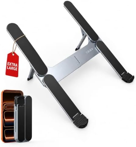 SODI Ultra Compact Foldable Laptop Stand - Portable Laptop Holder for Desk & Travel Use, Adjustable, Ergonomic Aluminum 