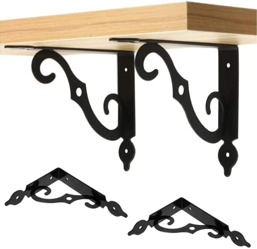 Luomorgo L Bracket Decorative Shelf Brackets, 5.4 Inch, Black, 2 Pcs