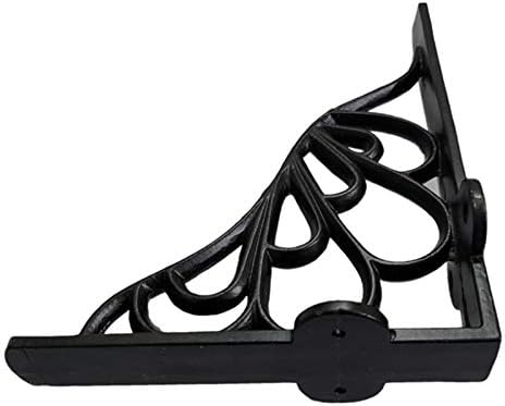 Adonai Hardware "Alvah" Black Antique Cast Iron Decorative Shelf Bracket (Supplied as 2 Pieces per Pack) - Matte Black P