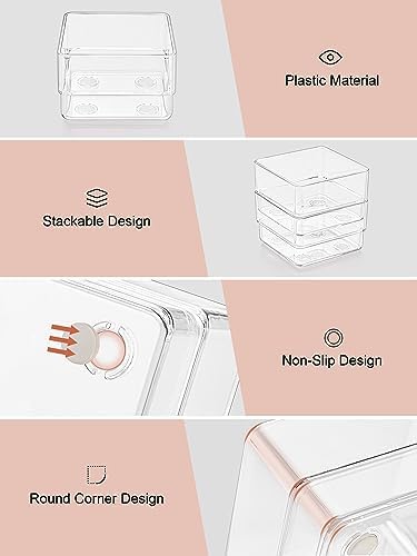SMARTAKE 37 PCS Drawer Organizer 4 Size Desk Makeup Drawer Organizer Clear