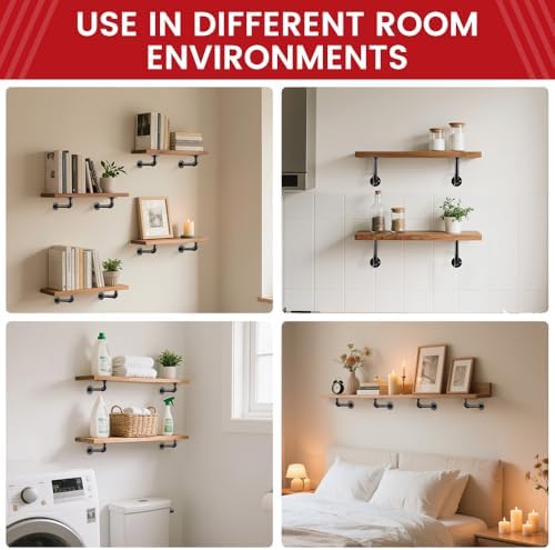 12 Pack Shelf Brackets for 7 - 14 in Wooden Board Pipe Shelf Brackets
