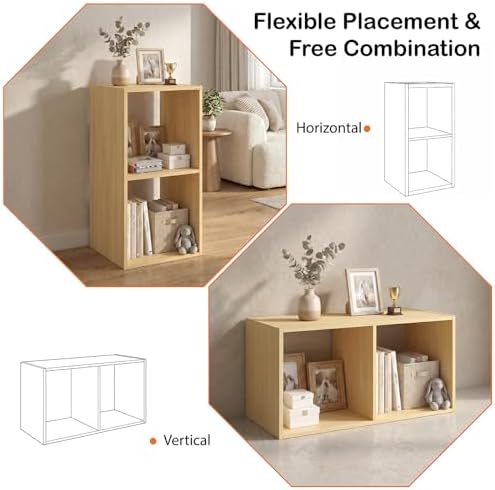 WannabeMyself【Easy Assembly】 2 Cube Storage Organizer with Anti-Tipping Kits,Reversible Open Back Book Shelf, Bookcase f