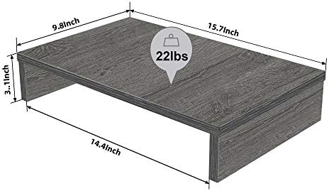 Bestier Wood Monitor Riser PC Stand Shelf for Desk/TV Desktop Laptop Stand - Gray, 15.7 Inch