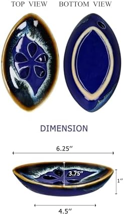 Ceramic Soap Dish with Self Draining Tray for Bar Soap, Bathroom, Kitchen (Blue No.2)