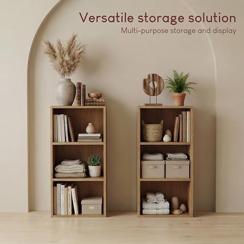 Vida Designs Oxford 3 Tier Cube Bookcase Oak Wooden Shelf Unit for Office Living Room Furniture