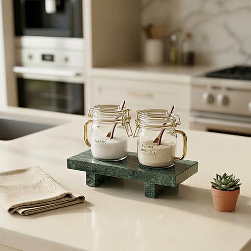 Marble Soap Tray for Bathroom Kitchen Countertop 8.6" x 3.6" Waterproof Soap Dish Holder, Stone Pedestal Stand for Sink,