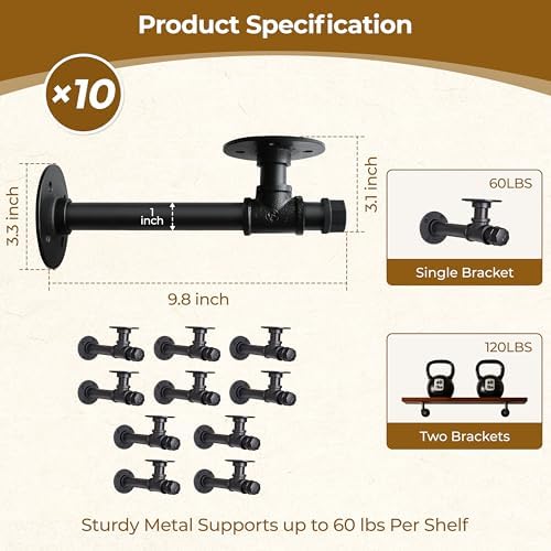 Industrial Pipe Shelf Brackets for Floating Shelves,Heavy Duty Bracket