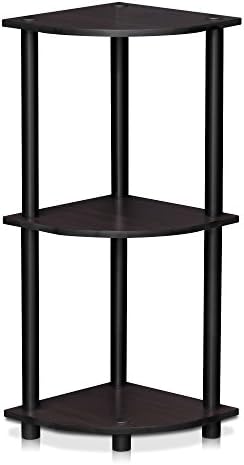 Furinno TURN-N-TUBE Corner Shelf, 3-Tier Corner Bookshelf, Display Storage Shelves with Open Shelves, for Organization a