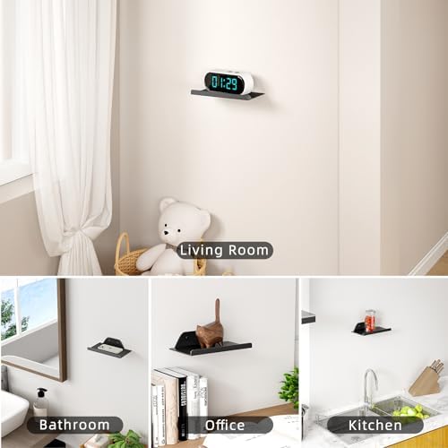 Floating Shelf for Wall, Wall Shelf, Off Center Metal Shelf for Decor, Modern Hanging Shelf for Storage with Lip for Liv
