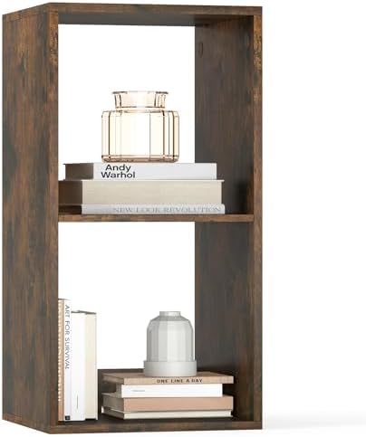 Tangkula 2-Cube Bookcase, 3-Tier Bookshelf with Open Compartments, Freestanding Cube Storage Organizer with Anti-Topplin