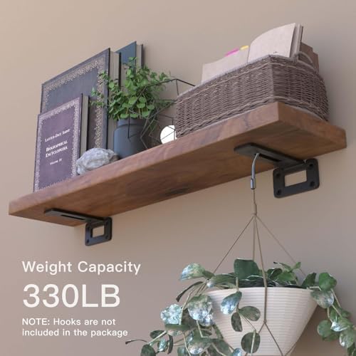 LEOPO 4 Inch 4 Pack Openwork T Shelf Brackets for DIY Floating Shelf