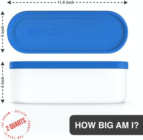 BALCI Ice Cream Container - 2 Quart Freezer Tub (Blue)