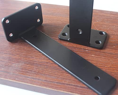 10 Pack - 8 inch Black Hidden L Shelf Bracket (1/5 Inch Thicked) Iron Floating Shelf Brackets Rustic Industrial Metal Br
