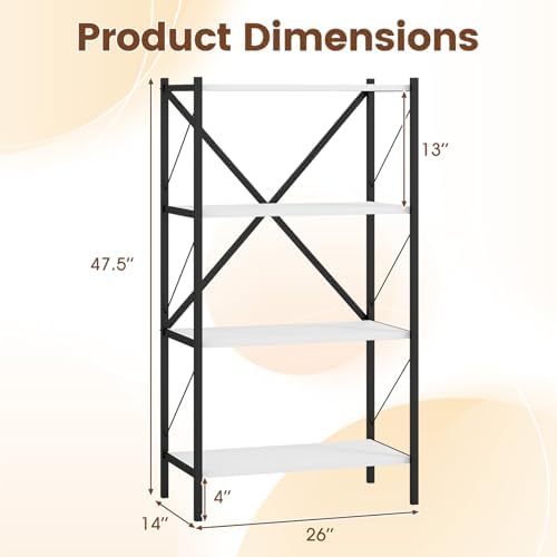 GIANTEX 4-Tier Bookshelf Set of 2, Industrial Bookcase with Heavy-Duty Metal Frame, Modern Open Storage Book Shelf, Book