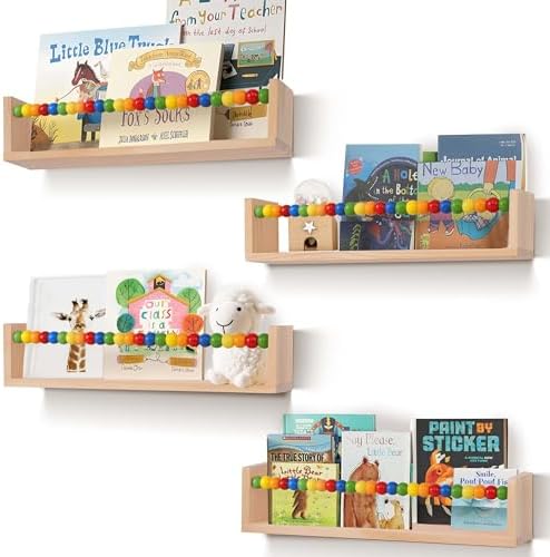 Nursery Book Shelves Wall Mounted Set of 4,Floating Book Shelves for Wall,Nursery Shelves for Bookshelf Wall,Kids Booksh