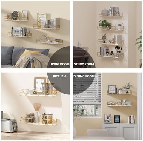 Floating Shelves Set of 4, Wood Wall Shelf, Farmhouse Shelf for Bedroom