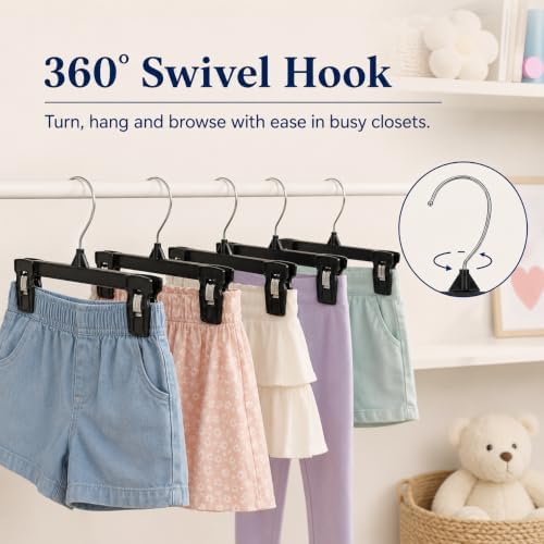 Smartor Black Pants Hangers 150 Pack, Skirt Hangers with Clips, 10 Inch