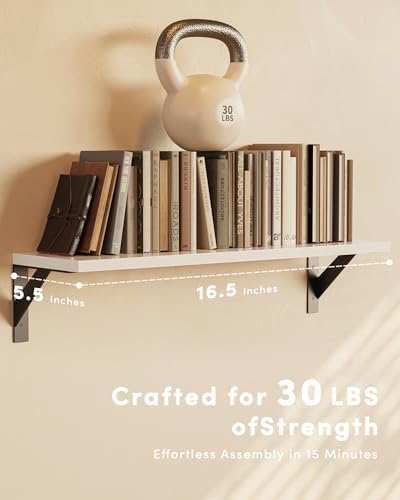 Floating Shelves for Wall, Wall Mount Book Shelf, Hanging Shelves, Wall Bookshelf for Bedroom, Office, Living Room