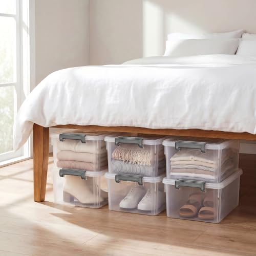 Citylife 17 QT Plastic Storage Bins with Latching Lids Stackable Storage Containers for Organizing Large Clear Storage B