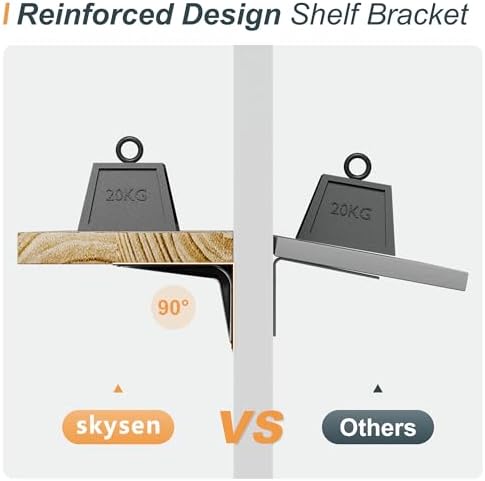 SKYSEN Floating Shelves for Wall Set of 6, 15.7in Wood Wall Shelf for Decor, Bathroom, Bedroom, Storage, Book,Kitchen, L
