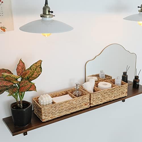 StorageWorks Toilet Paper Basket, 3-Section Water Hyacinth Storage Baskets