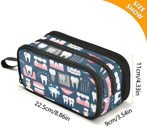 Fisyme Dental Teeth Pencil Case Large Capacity Pen Box Makeup Pouch Holder Organizer Stationery Bag for School Office College Traval