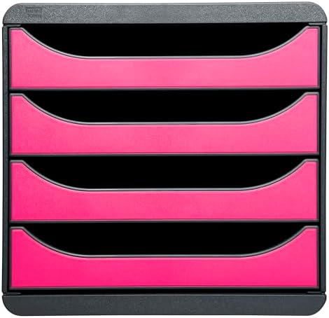 Exacompta Big-Box Iderama, 4 Drawers - Mouse Grey/Raspberry