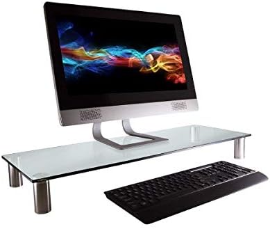 Monoprice 116356 Multimedia Riser Desktop Monitor Stand - Clear Glass, Large 30.8 x 11 Inches - Workstream Collection, 3